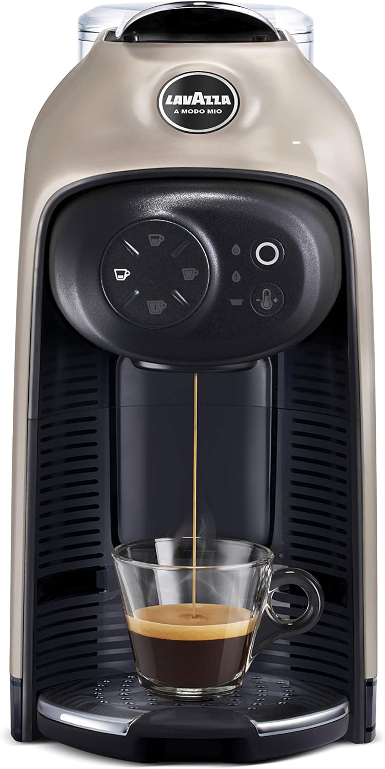 Lavazza A Modo Mio Idola Macchina Caffè, Touch, Greige Coffe, 38 x 14.5 x 28 cm