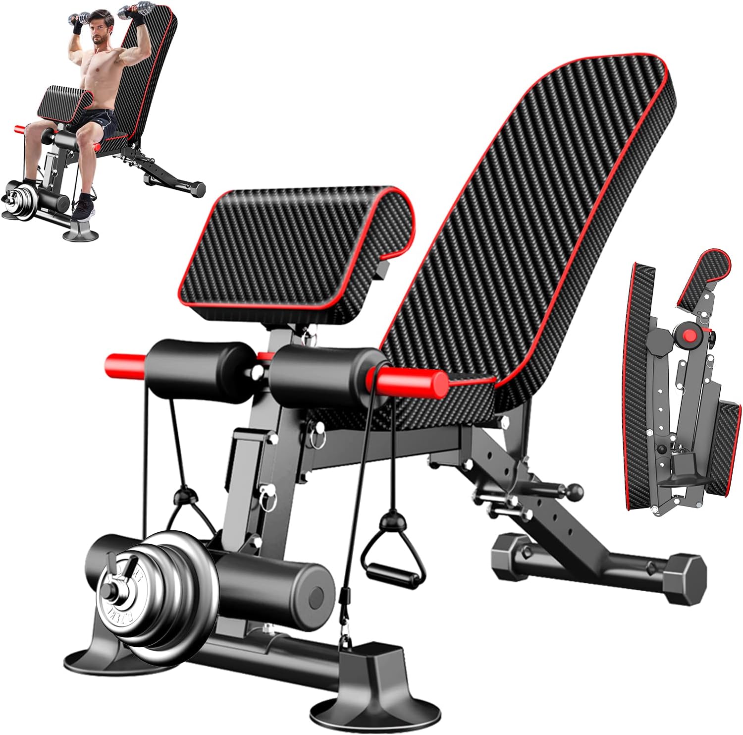 2025 Verstelbare Halterbank - Multifunctionele Halterbanken voor Full-Body Training, Opvouwbaar en Plat
