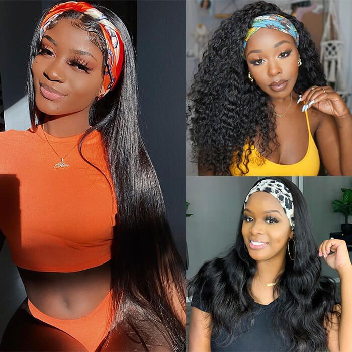 100% Human Hair Headband Wigs Effortless And Convenient Install Headband Half Wig