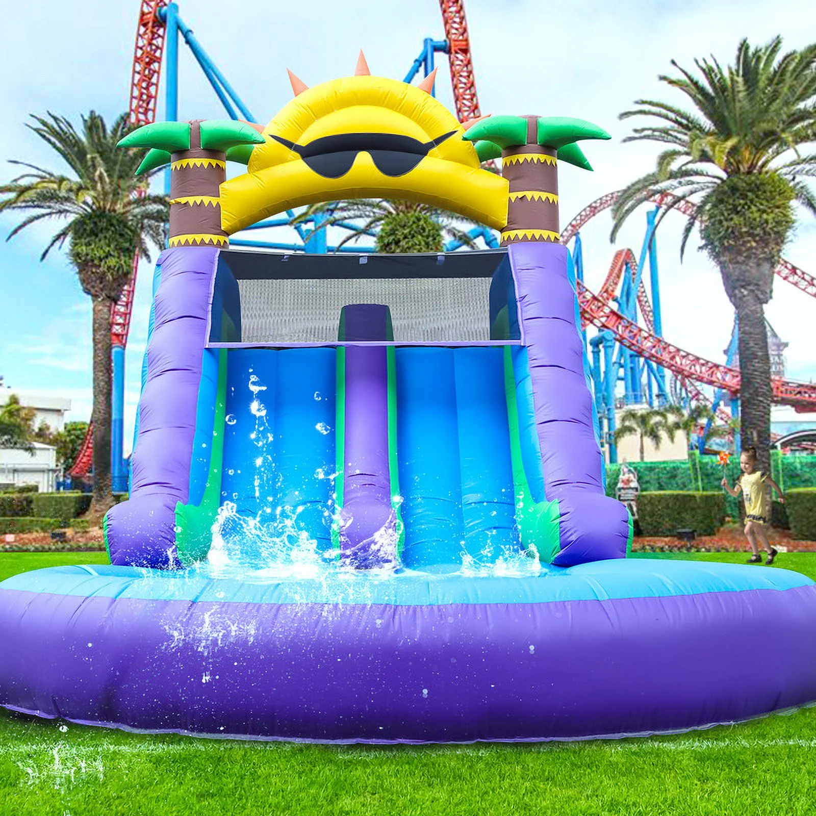 Relunch 26FT Inflatable Double Water Slide for Kids & Adults, PVC Inflatable Water Park with Blower, Giant Splash Pool for Backyard & Outdoor Fun, 26'L x 12'W x 14'H