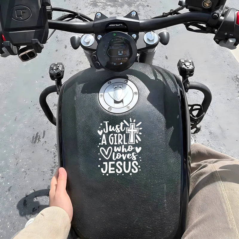 JUST A GIRL Who Loves Jesus Car Sticker |  Auto Truck Car Windshield Window Bumper Hood Vinyl Decal | Gift for her