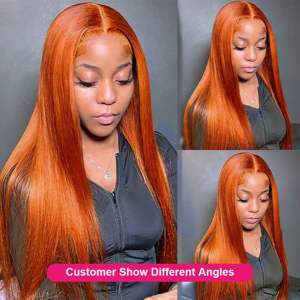 Orange Ginger Hair Color Wig Colored Straight Hair 13x4 HD Transparent Lace Human Hair Wigs For Black Women