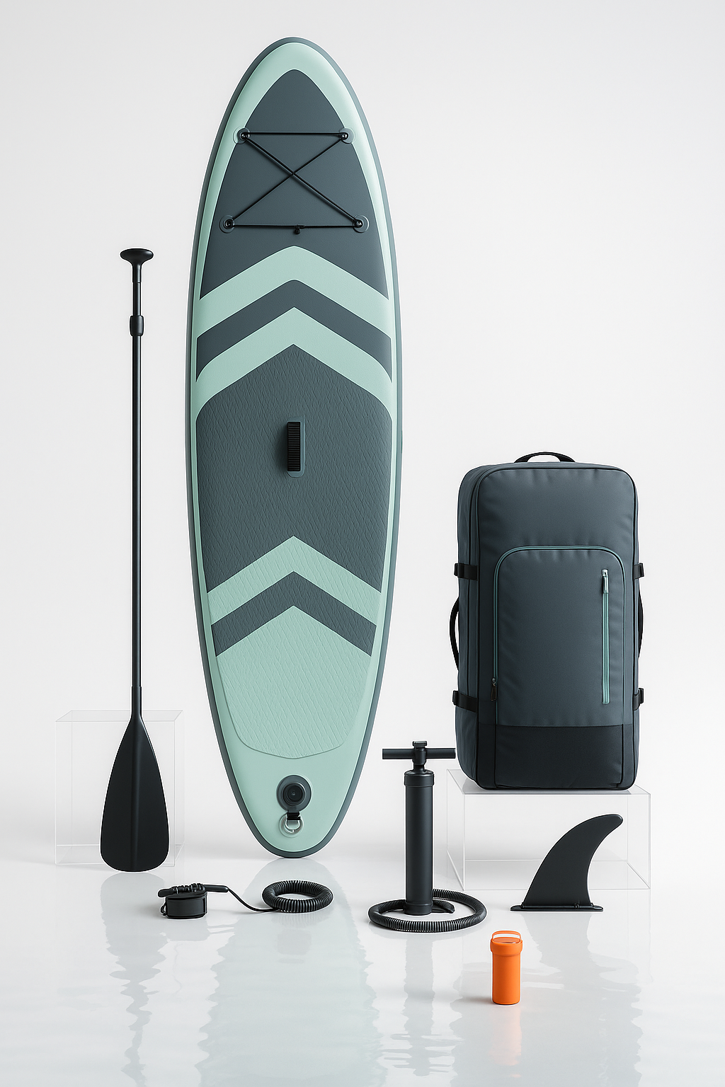 Oppusteligt paddleboard, grngr PVC, s og strand, 320x84x15 cm, kan samles, wyGmfap541Mx