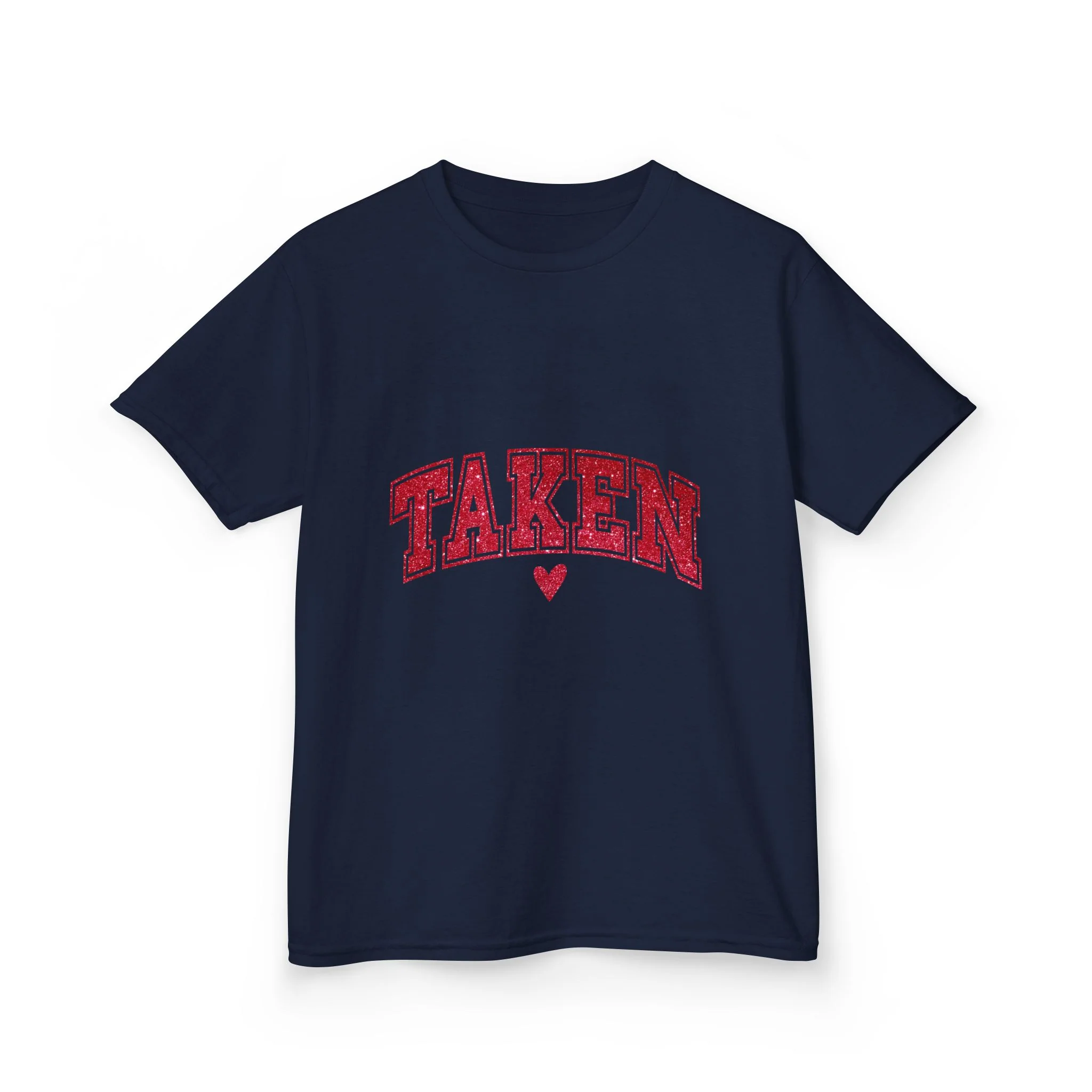 Taken Kids Tee | Red College Lettering, Small Heart