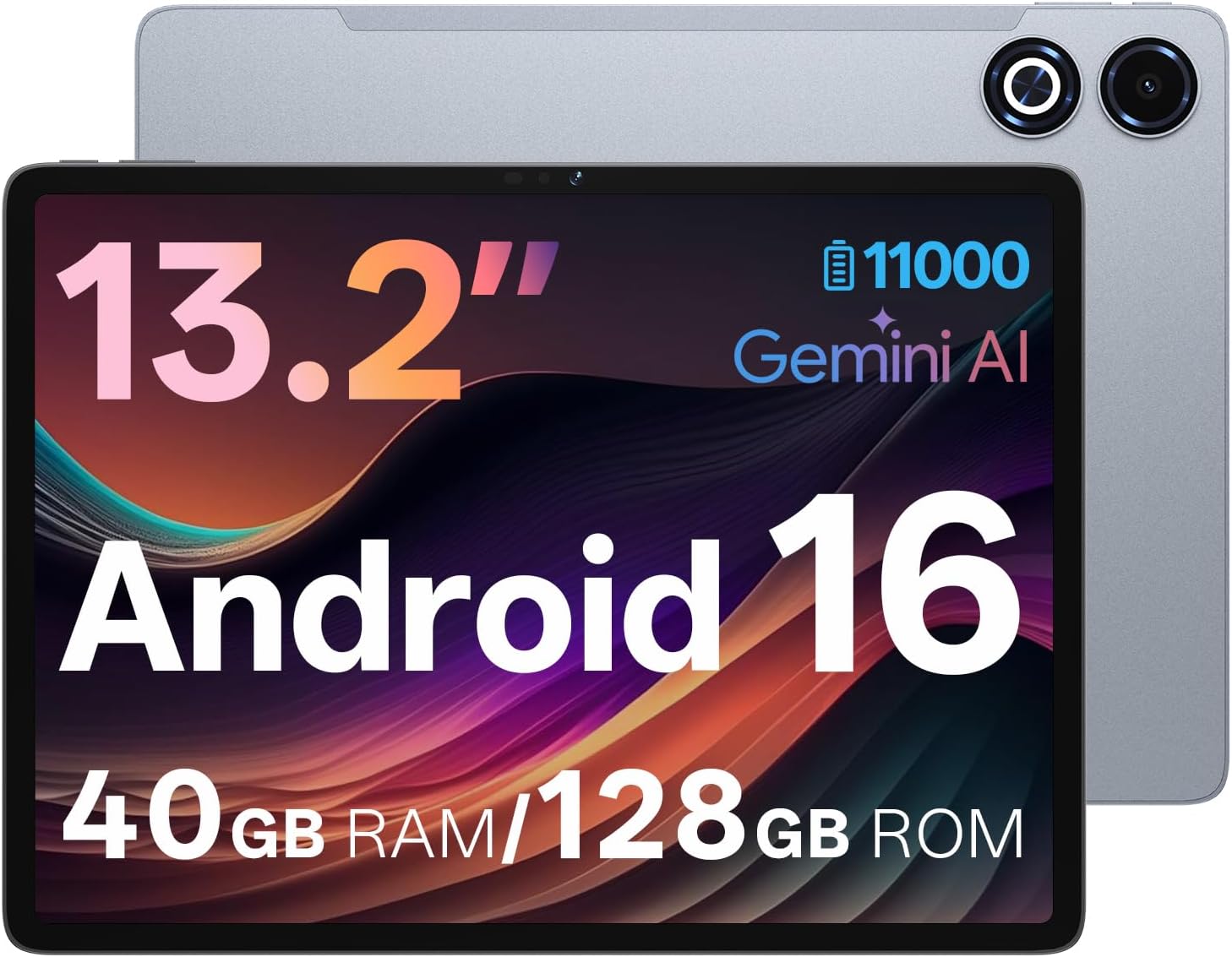 13 Inch Android 16 Tablet, 40GB+128GB+2TB Expand, 1600*2240 90Hz 𝟐𝐊 IPS Display, 11000mAh Battery+ 20W Fast Charging, Octa-Core Processor, Wi-Fi & BT5.0, GPS, Large Screen Tablet with Case
