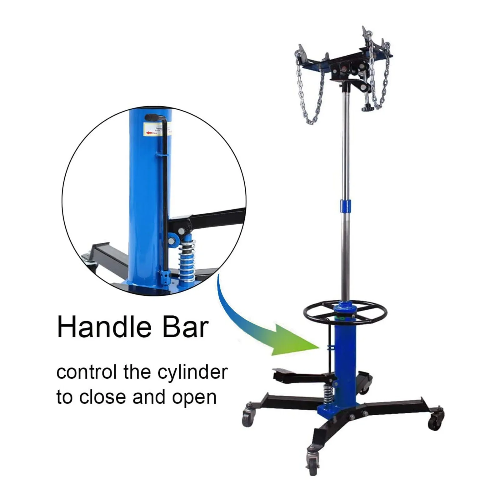 1660 Pounds Hydraulic Car Transmission Jack Vertical Lift with 360° Swivel Wheel Pedal ,Blue,33