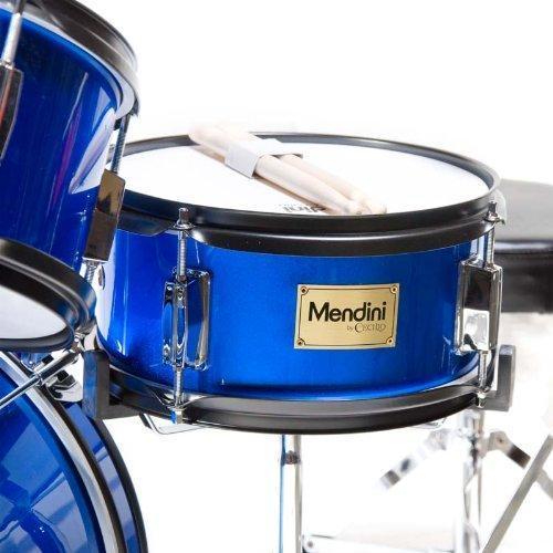 Mendini By Cecilio Drum Set For Kids/Junior &ndash; 16 Inch, 5 Piece, Blue Metallic &ndash; Starter Drums Kit w/Adjustable Throne, Cymbal, Pedal & Drumsticks &ndash; MJDS 5 BL