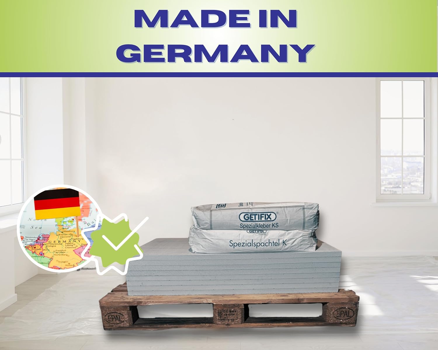 Klimaplatten-Set Grundiert 50 mm für 45 m² - Kalziumsilikatplatten - DIY - Feuchtigkeitsregulierung
