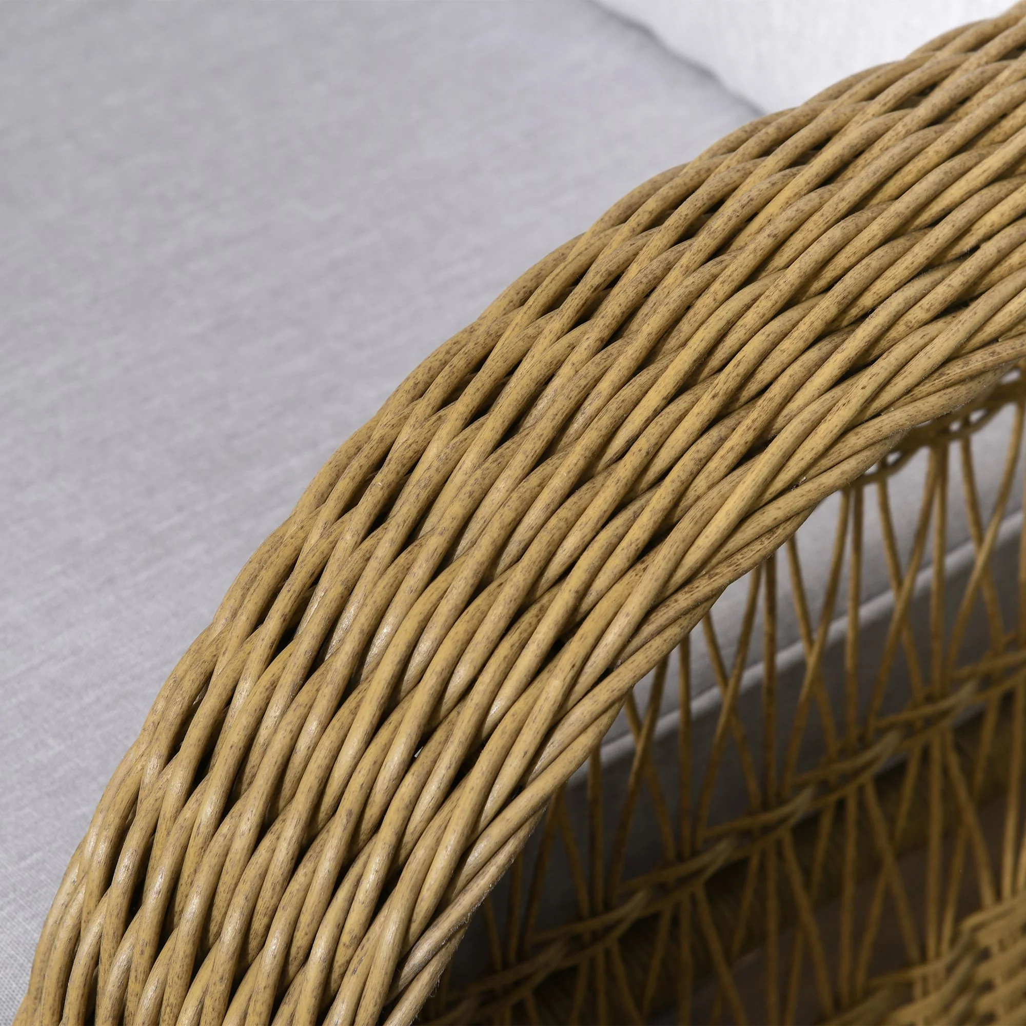 Outsunny schommelstoel in boho-stijl, PE-rotan, rotan schommelstoel, wasbare meubelhoezen, naturel + lichtgrijs
