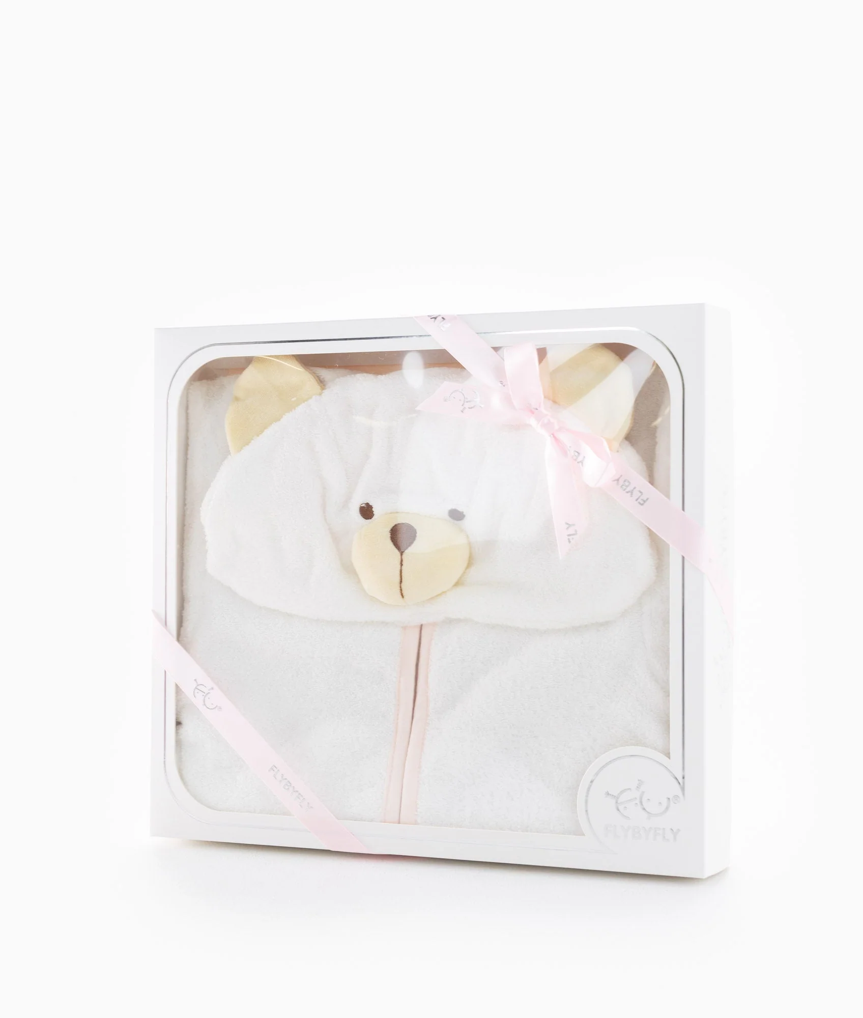 Hooded Bear Bathrobe | White & Pink