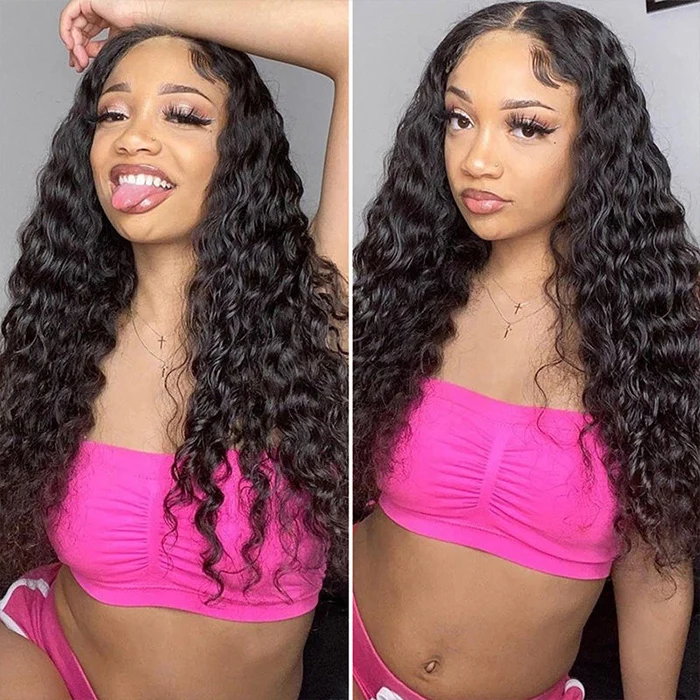 BOGO Sale Glueless 13x4 HD Lace Front Wigs Deep Wave Pre Plucked Bleached knots With Baby Hair