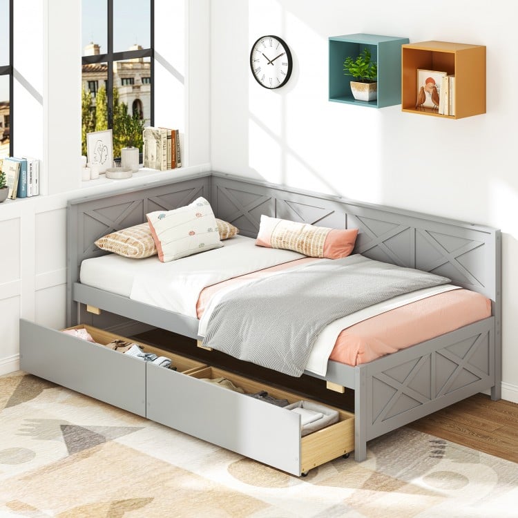 Twin Size Daybed with 2 Storage Drawers No Box Spring Needed
