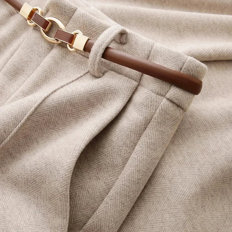 Women��s Wool Straight-Leg Trousers Soft Comfortable Fit