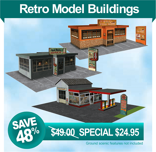 American Diner Steakhouse Gas Station Scale Models