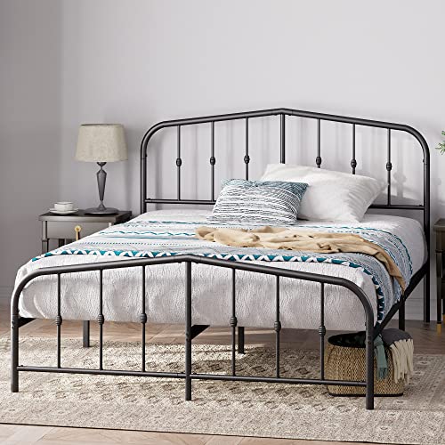 Zinus Heidi Letto 160x190 cm   Struttura letto 31cm di altezza con contenitore sotto il letto   Struttura letto a piattaforma in metallo con testiera e pediera   Nero : Casa e cucina