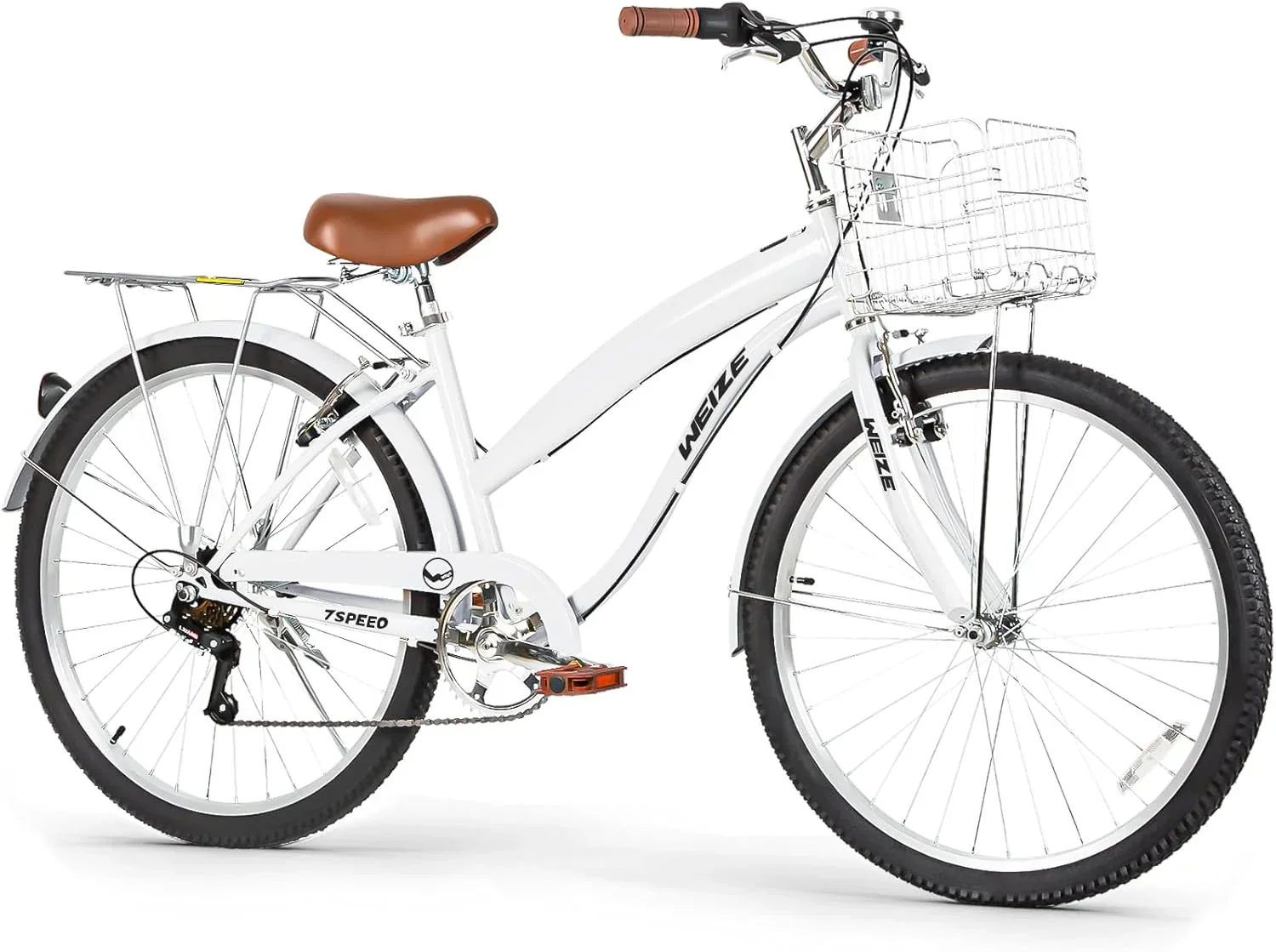 WEIZE Beach Cruiser Bike 26 inch Commuter Bicycle for Adult Men and Women 7-Speed/High-Carbon