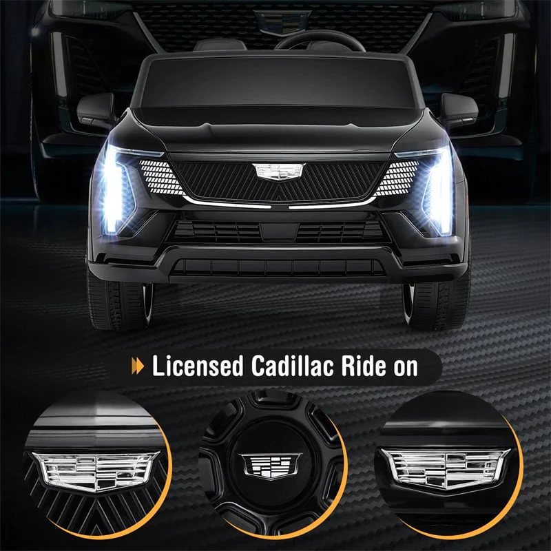 24V 2-Seater Ride-On Truck, Licensed Cadillac Kids Electric Car with Remote Control, 3 Speeds, LED Lights & Spring Suspension for Ages 3+