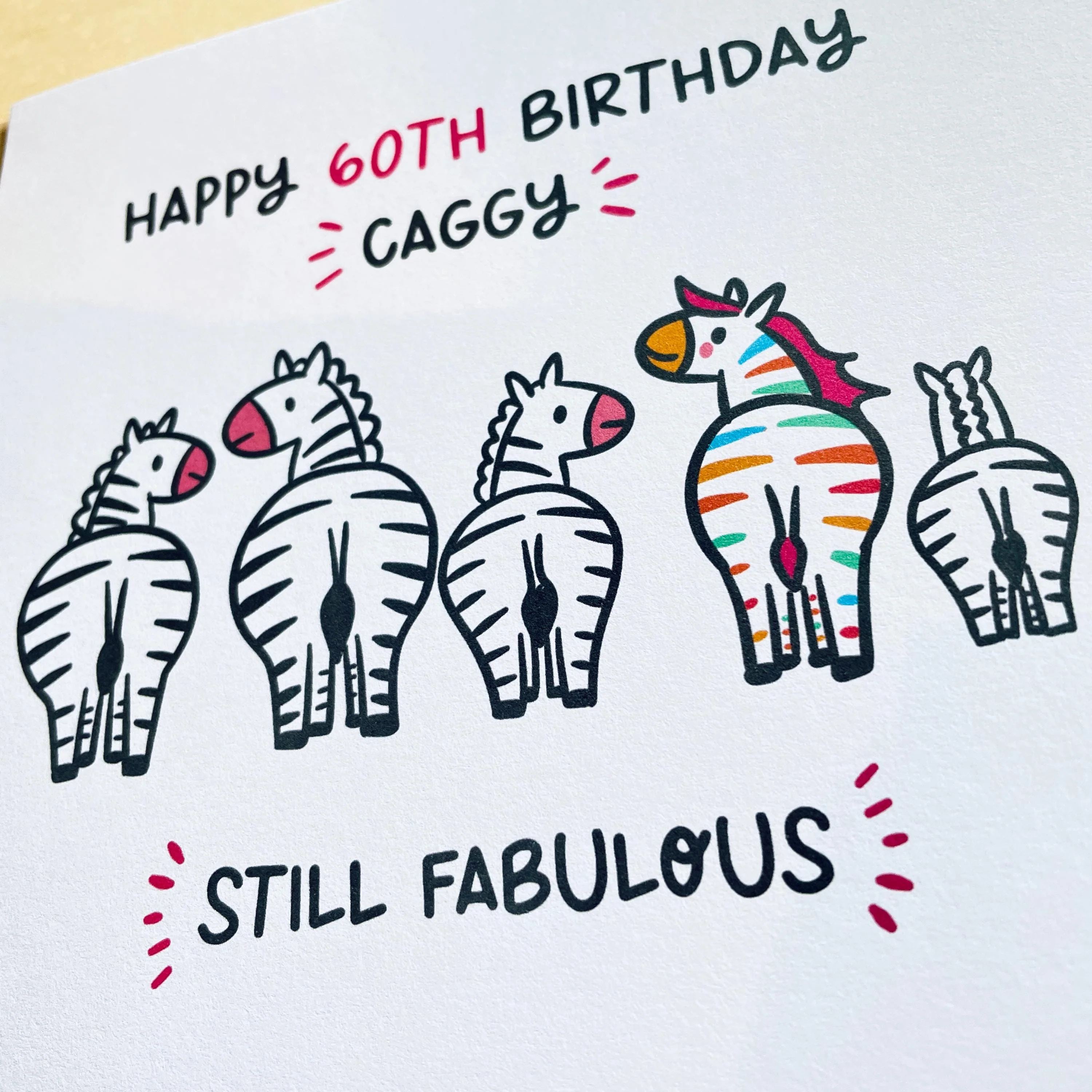 Still Fabulous 60th Birthday Card for Her a?�� Personalised 60th Birthday Card a?�� Zebra Birthday Card a?�� Fabulous at 60 Card