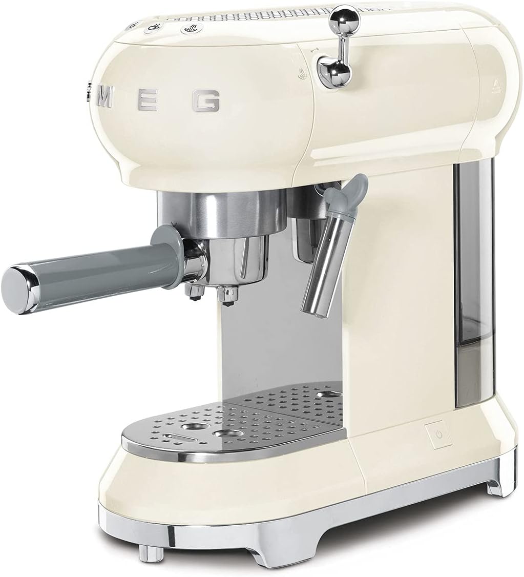 Smeg, ECF01PGEU Manual Espresso-Kaffeemaschine, Cappuccino -System, Thermoblock, groe Tassengehuse und Doppelkaffeefunktion, 1 l Wassertank, kompakte Abmessungen, 1350W, Pastellgrün