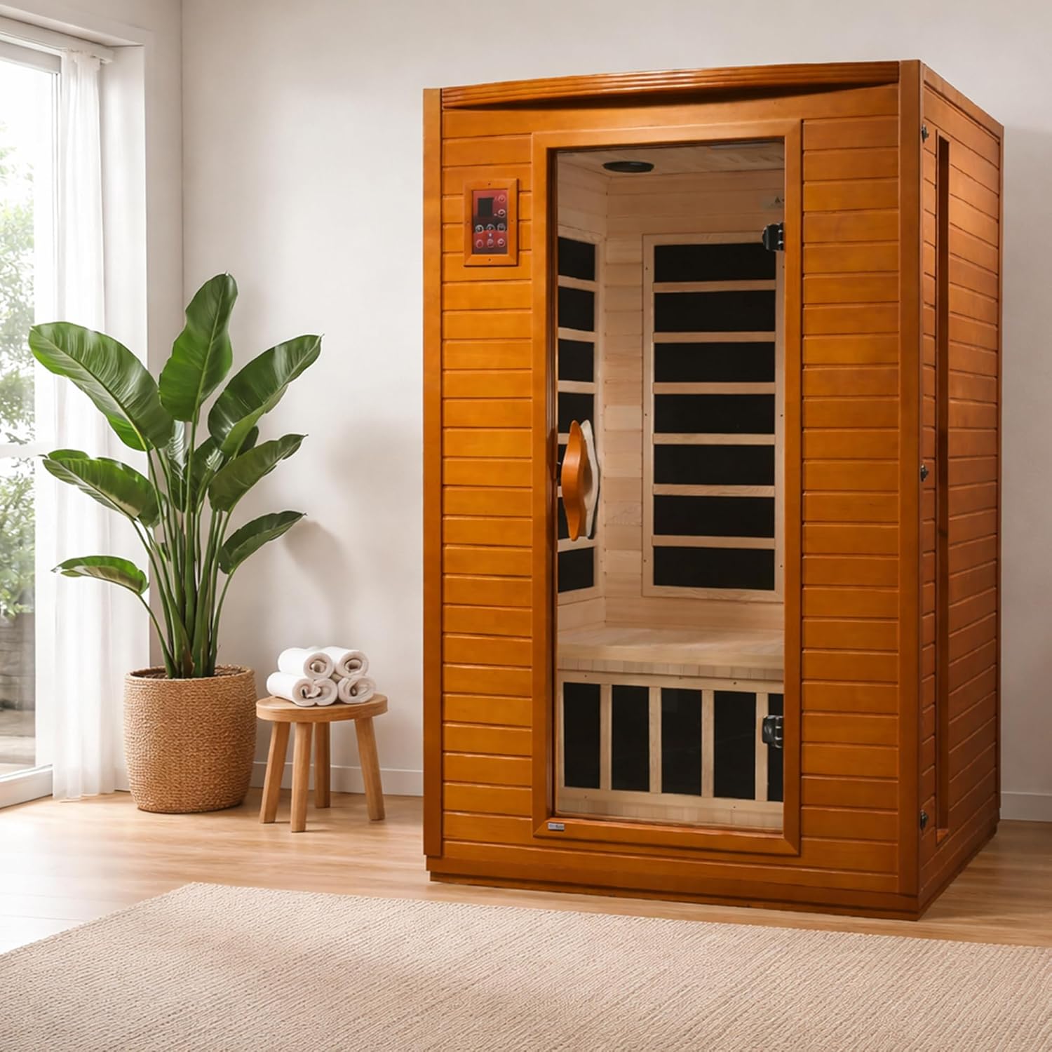 DYNAMIC SAUNAS Andora 2-Person Low EMF FAR Infrared Sauna with Red Light Therapy & Bluetooth Speakers | Personal Indoor Dry Heat Sauna for Home & Gym – Made from Canadian Hemlock