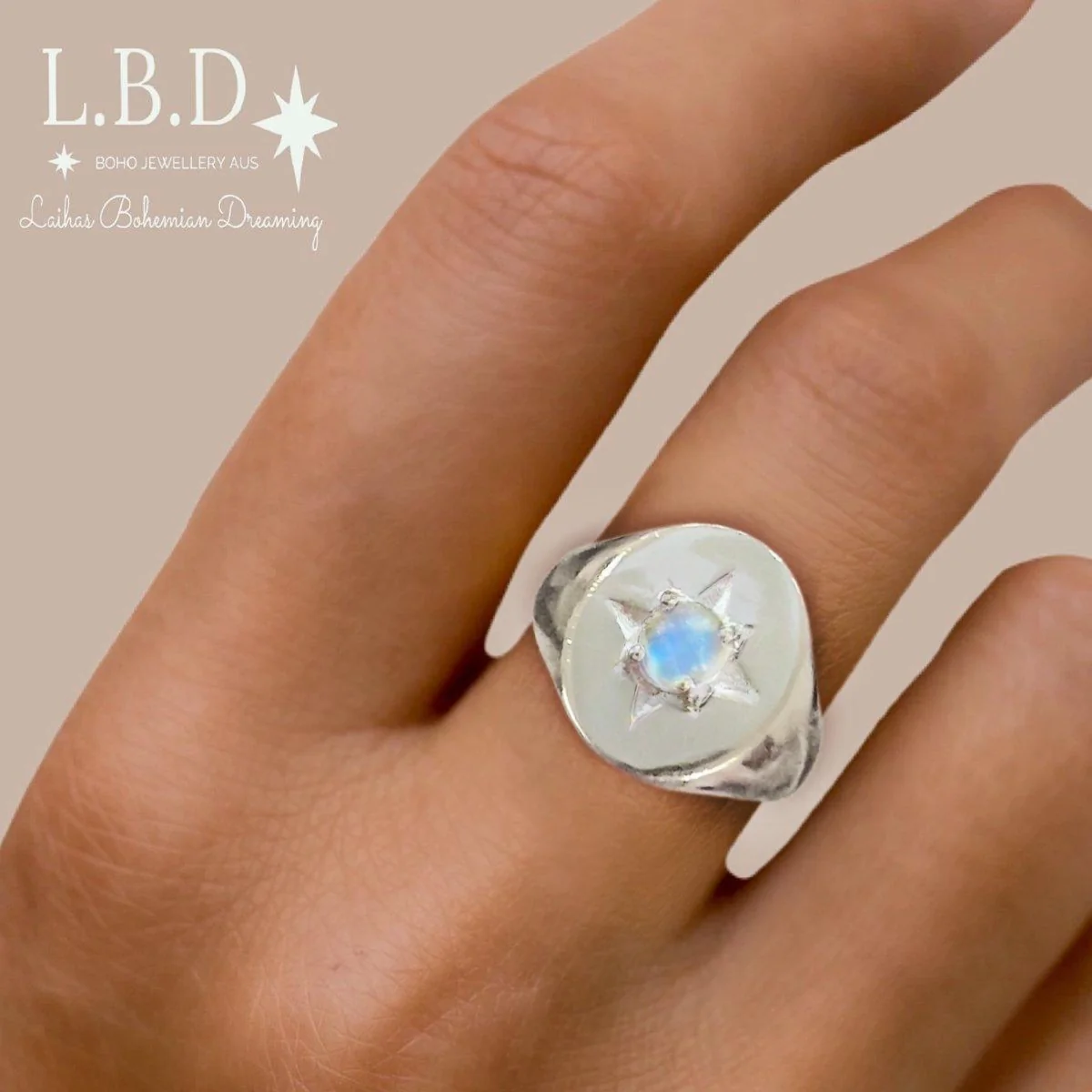 Laihas Hope & Guiding Light Moonstone Ring- Signet Ring