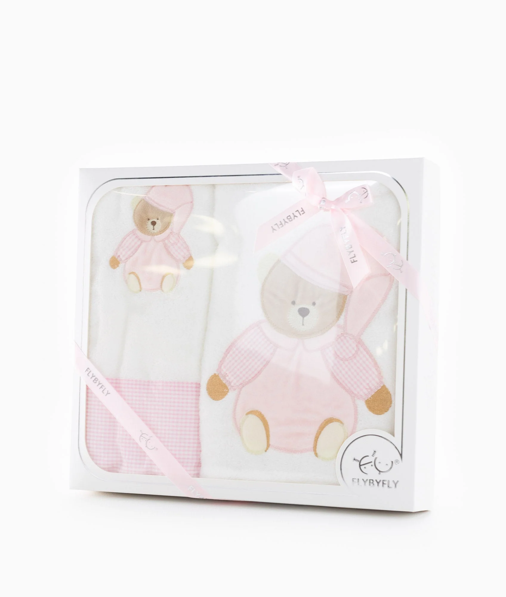2pc Towel Set | White & Pink