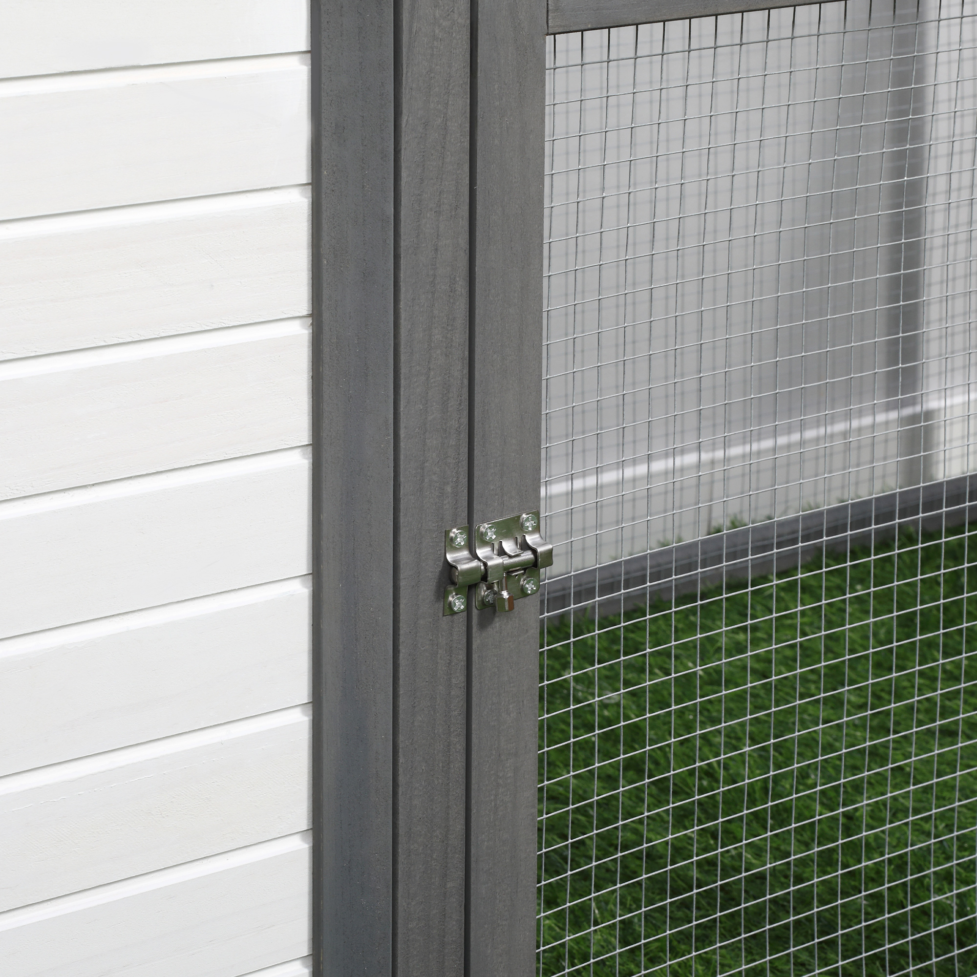 PawHut Kippenhok met ren kippenhuis kippenhok legnest massief houten stok