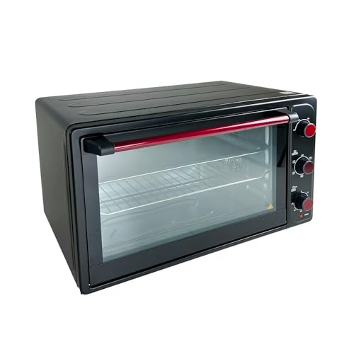 Forno Elettrico Ventilato con Griglia e Teglia da 90° a 230°   Fornetto Elettrico con Termostato Regolabile e 5 Posizioni di Calore, 68.5x47.5x44.2cm, 65L, 2200W, Nero e Rosso : Amazon.it: Casa e cucina