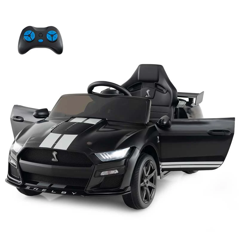 12V Kids Ride-On Car, Licensed Ford Mustang Shelby GT500 Electric Vehicle Racing Car with Remote Control, 2 Speeds & LED Lights for Ages 3-8