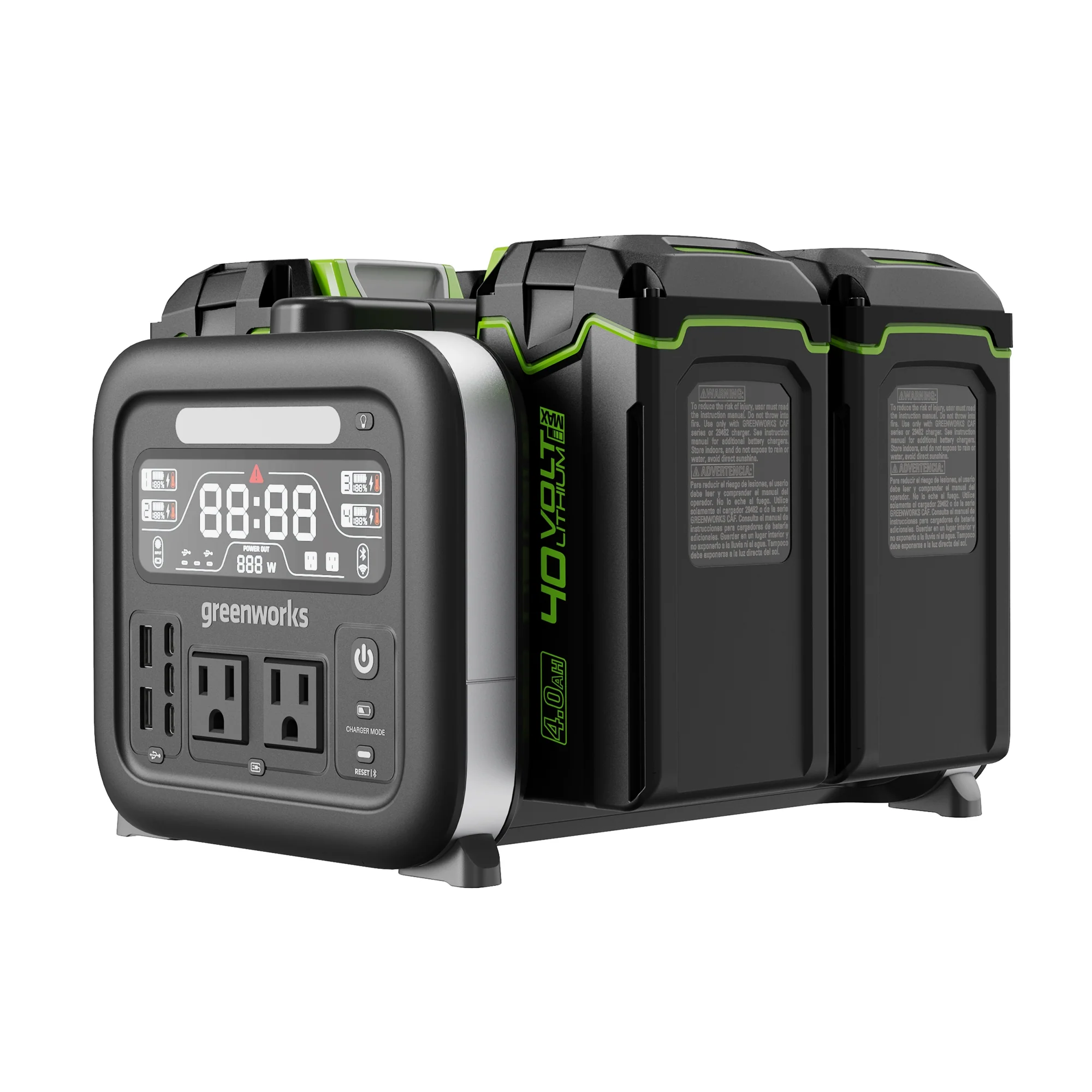 Pro 500W 40V Draagbare Energie Station met Omvormer, 4 Sleuven en (4) 4.0Ah Batterijen met Ingebouwde Oplader