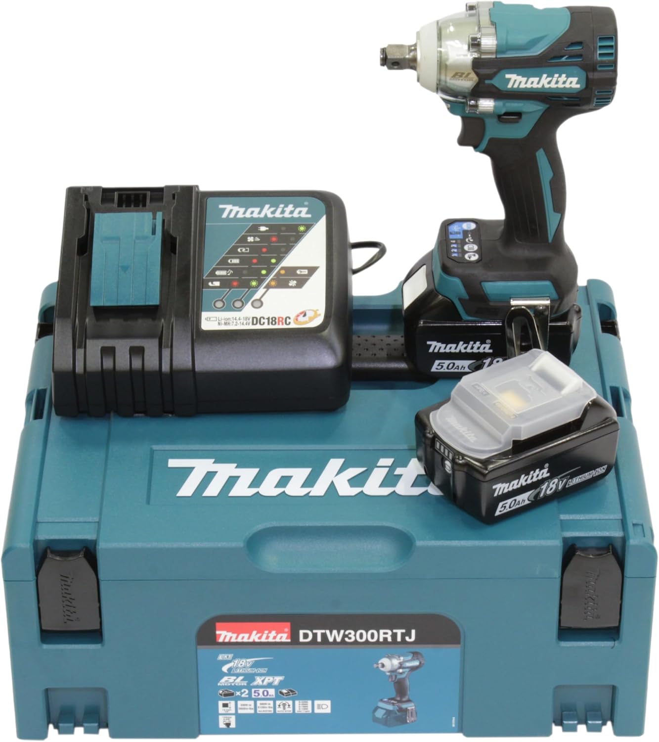 Makita DTW300RTJ Akku-Schlagschrauber 18 V / 5,0 Ah, 2 Akkus + Ladegerät im MAKPAC