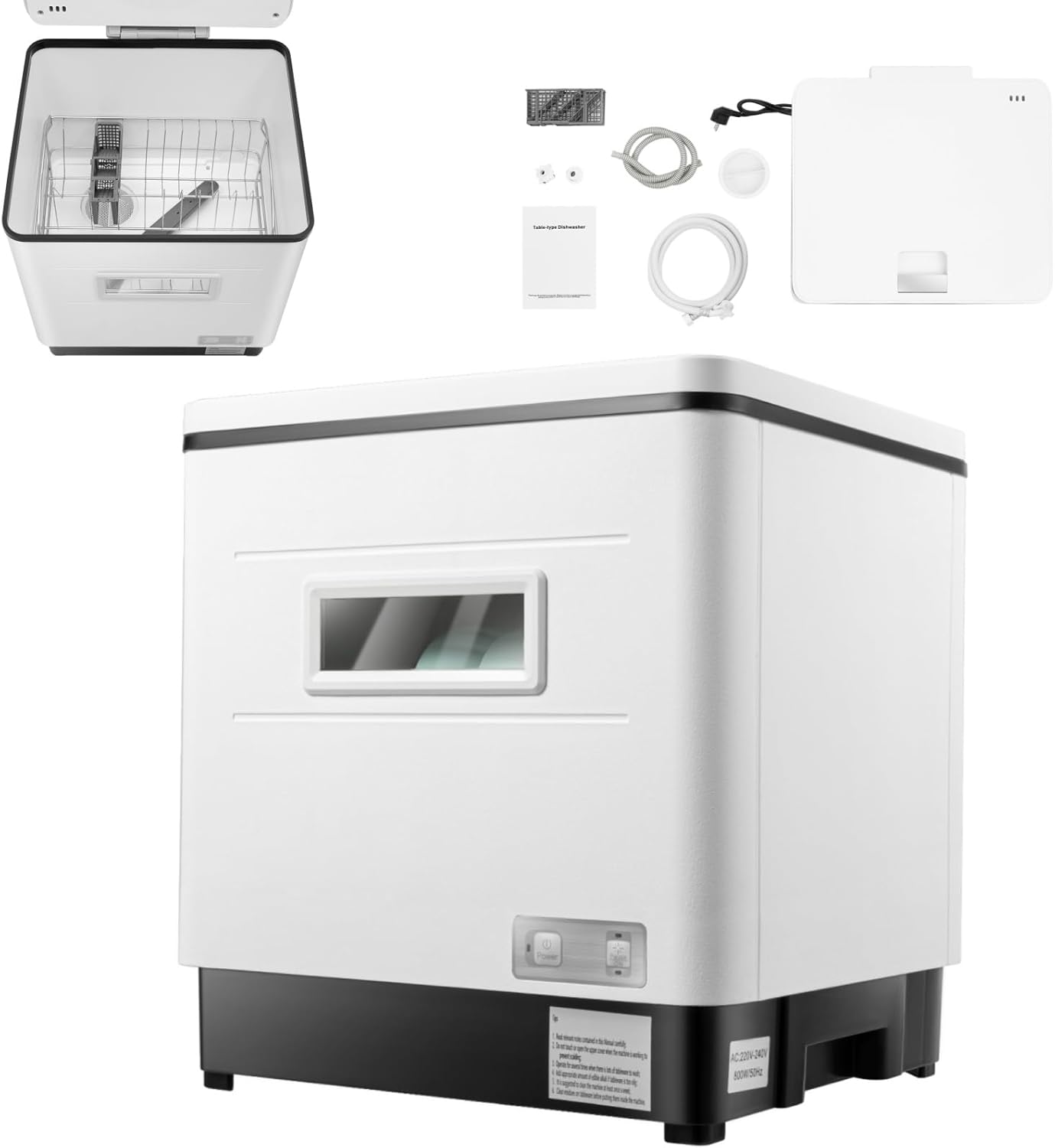 Lavastoviglie in acciaio inox da 800 W | squisito lavello da tavolo temperatura di lavoro 70 ℃ | 360 ° acqua spray rotante lavastoviglie | Lavastoviglie piccola