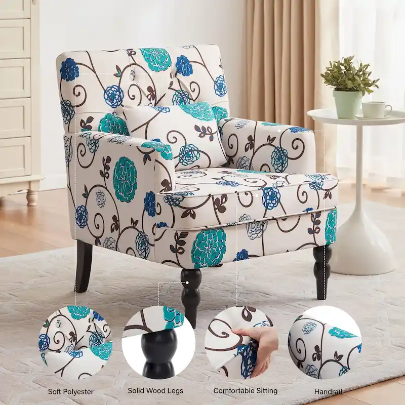 Upholstered Accent Chair with Lumbar Pillow - Single Seat