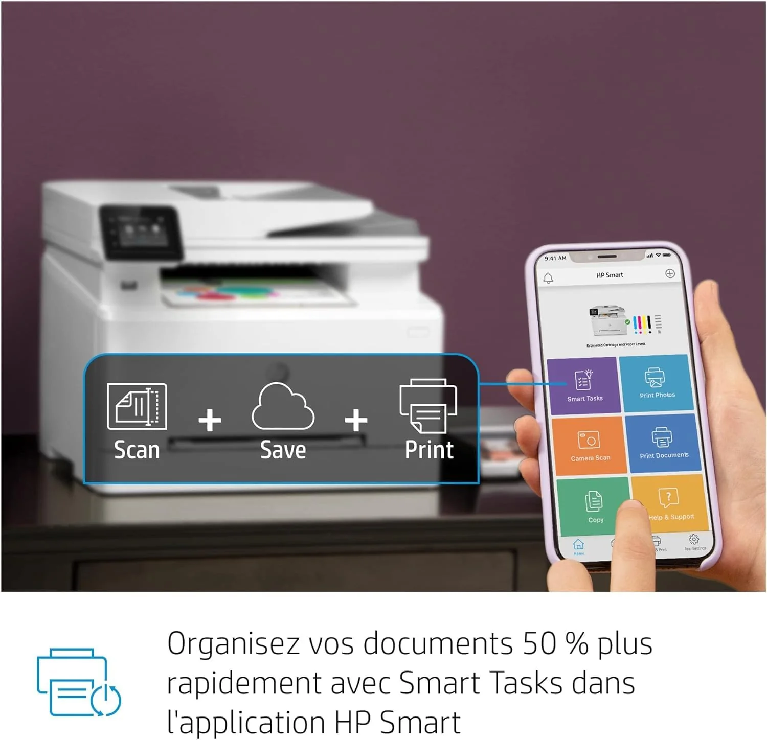 Stampante laser multifunzione a colori HP Color LaserJet Pro MFP 3302fdwg, Fax, Stampa automatica fronte/retro, Touchscreen, Wi-Fi, Ethernet, USB, HP Wolf Pro Security
