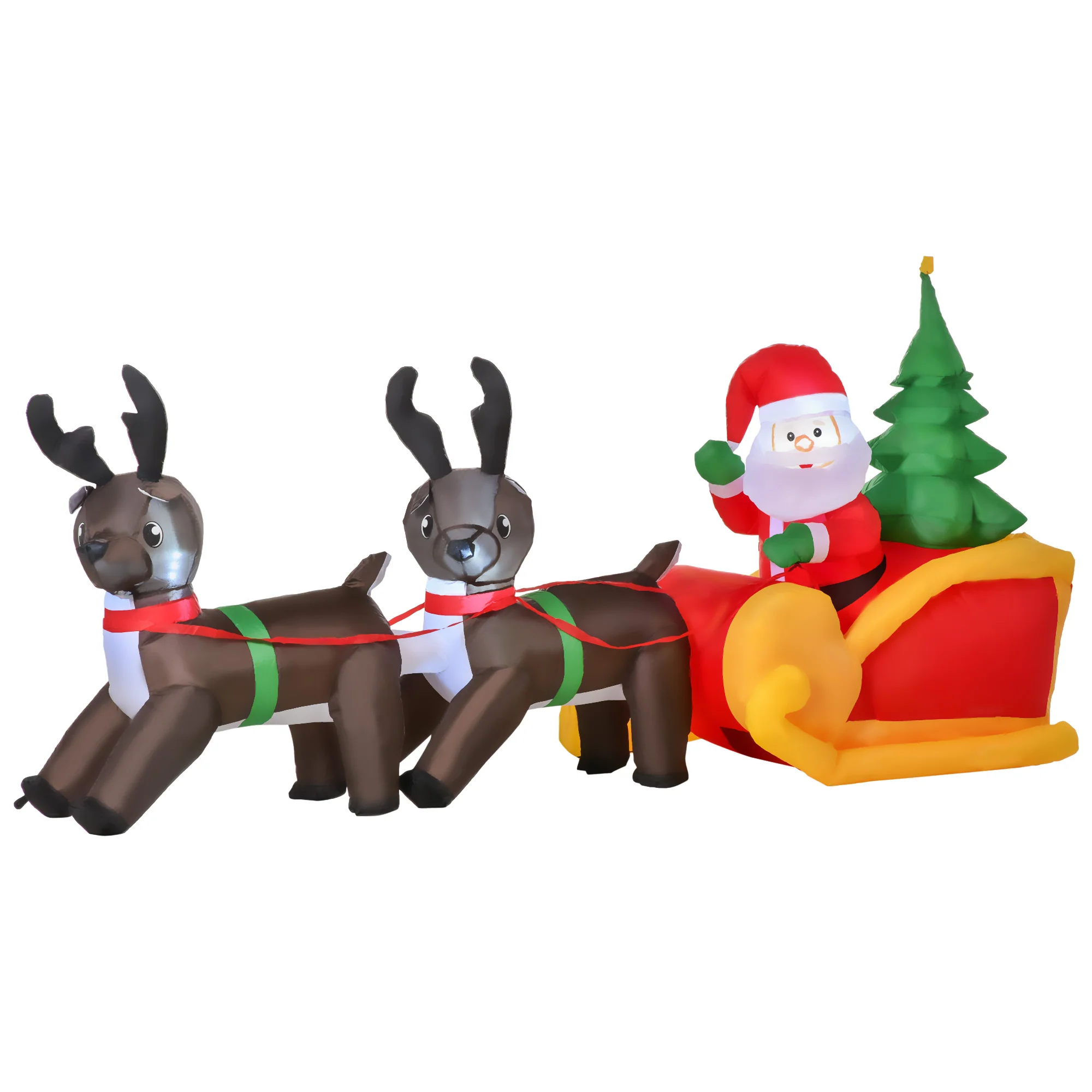 HOMCOM Aufblasbarer Weihnachtsmann mit Rentierschlitten LED IP44