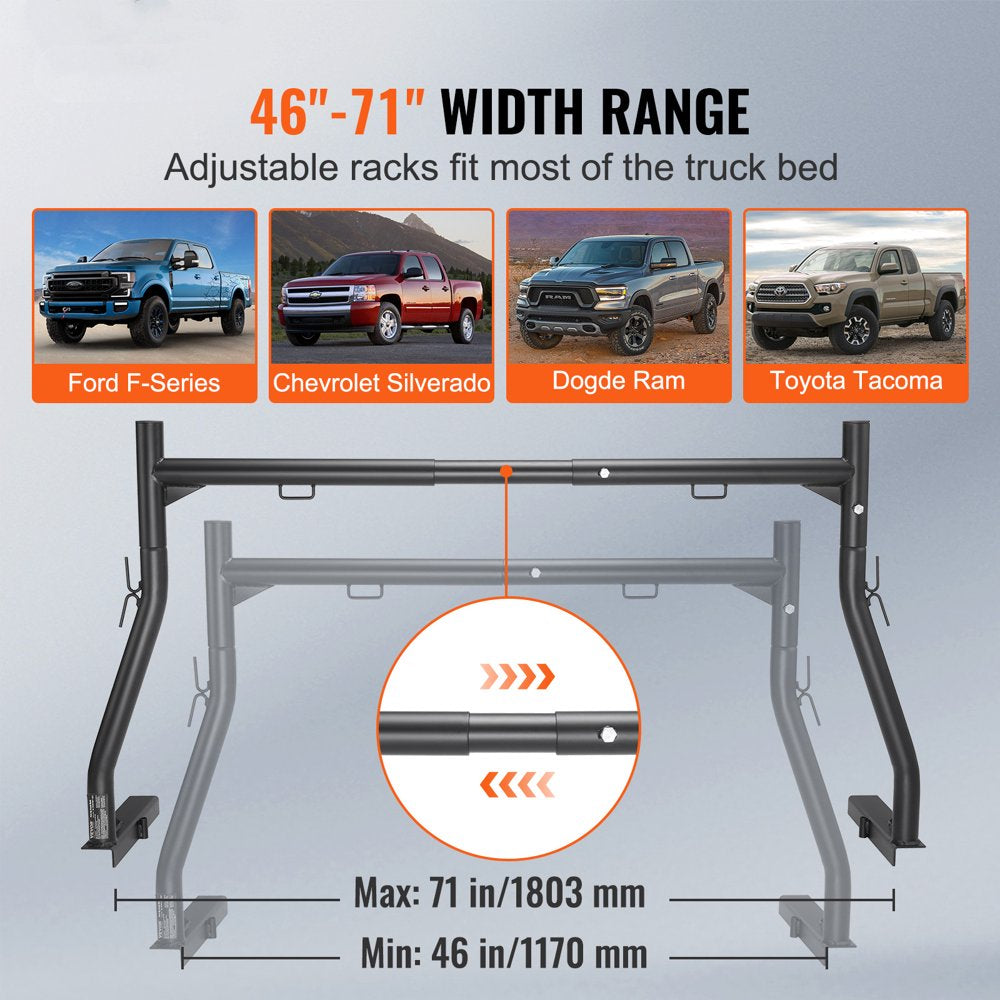 BENTISM Truck Rack 800Lbs Capacity Adjustable Width 46" 71"