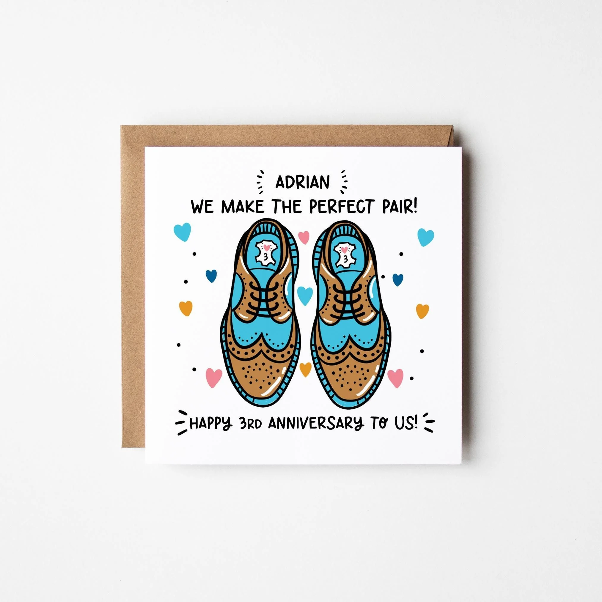 Husband 3rd Anniversary Card ? Personalised Happy 3rd Anniversary Card ? 3rd Happy Anniversary Card For Him ? Leather Anniversary