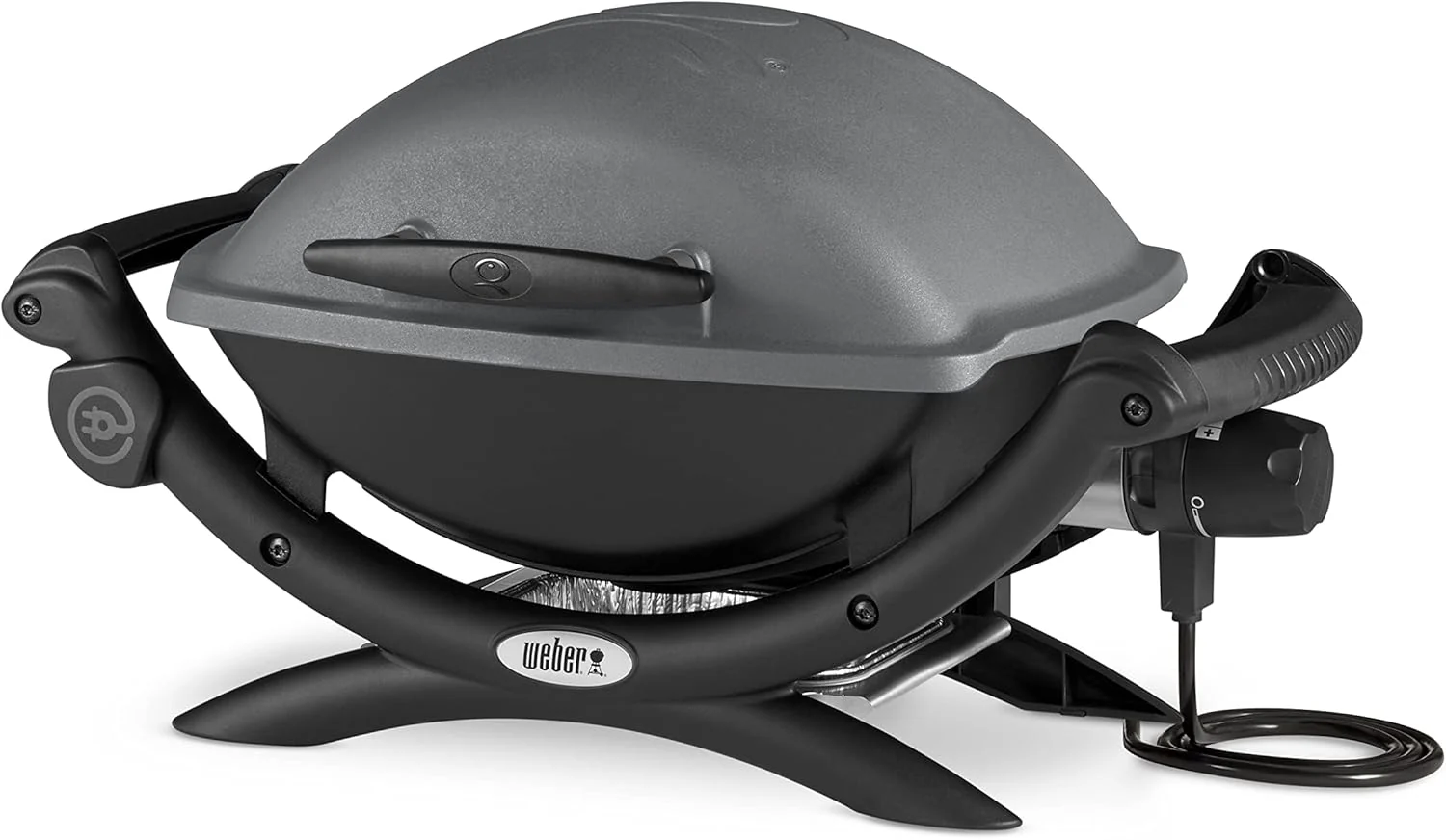 Weber Q1400 elektromos grill, 43 x 32 cm grillezési felület, hordozható BBQ grill, 2 részes porcelán zománcozott öntöttvas grillrács, öntött alumínium fedél és ház - sötétszürke (52020079)