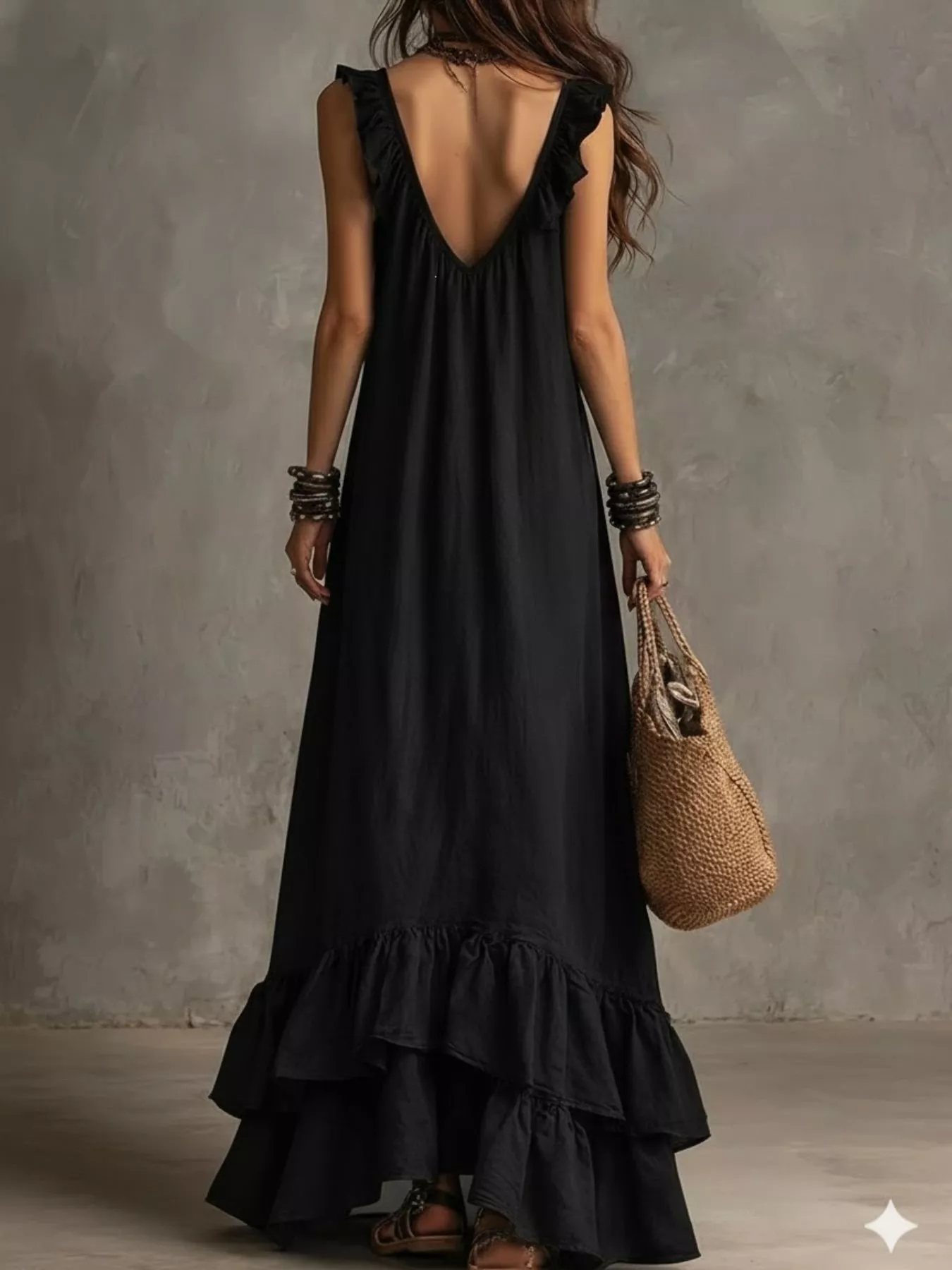 Ruffled Sleeveless Maxi Dress