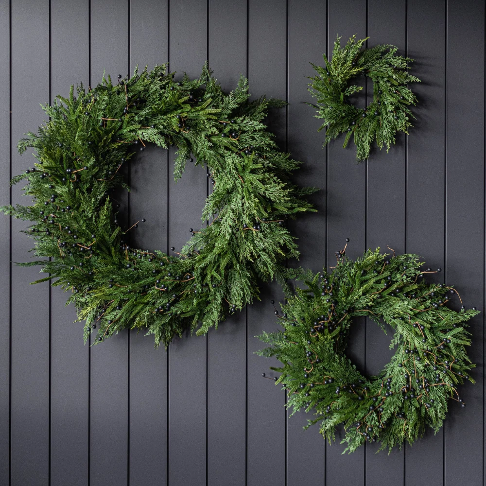 Navy Plum Berry Norfolk Cypress Real Touch Wreath - 34