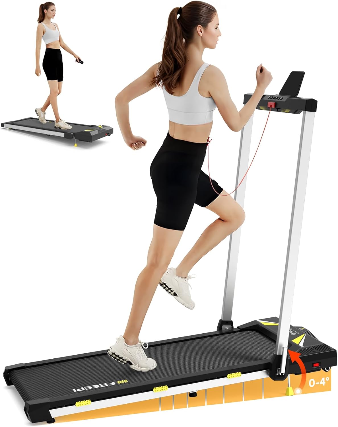 Freepi 4 in 1 Laufband für Zuhause mit Neigung 1-6km/h 2.5PS Motor mit Fernbedienung, Walking Laufband Pad Schreibtisch ragbar Heim-Fitnessgert