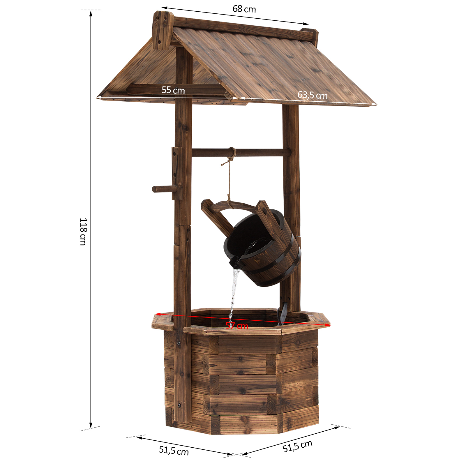 tuinfontein sierfontein fontein waterval reguleerbaar massief hout bruin