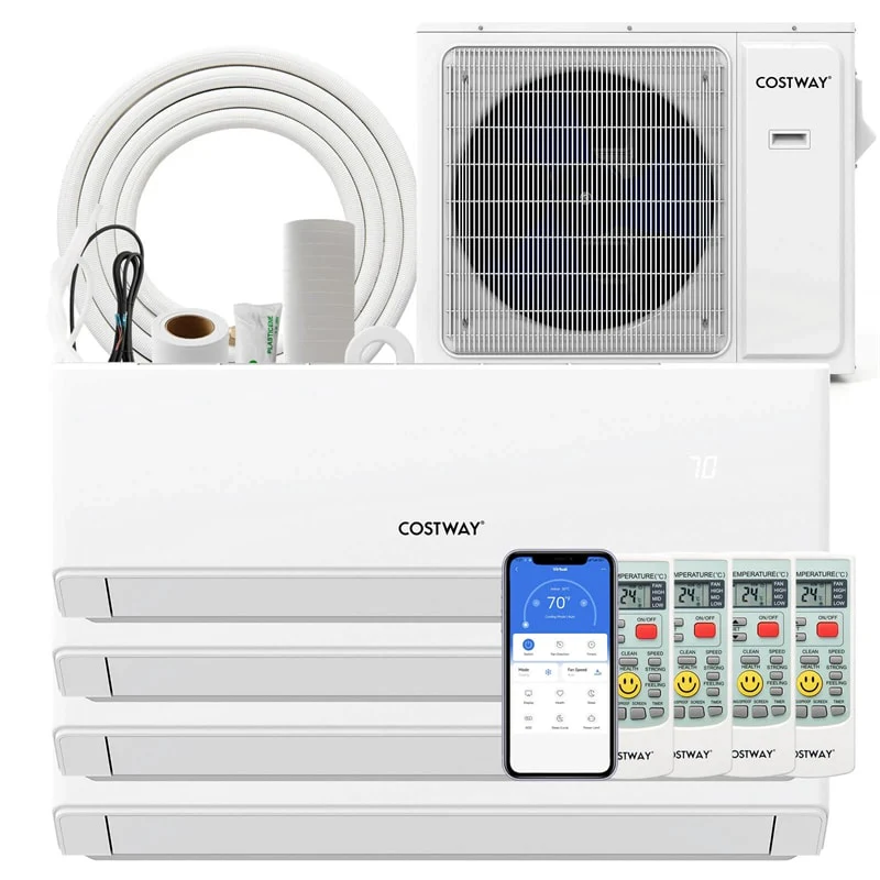 36K BTU 4 Zone Mini Split Air Conditioner, 23 SEER2 WiFi Enabled Ductless Split AC Unit with Heat Pump Full Set, Energy Star Certified