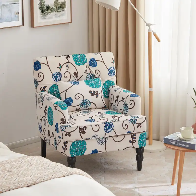 Upholstered Accent Chair with Lumbar Pillow - Single Seat