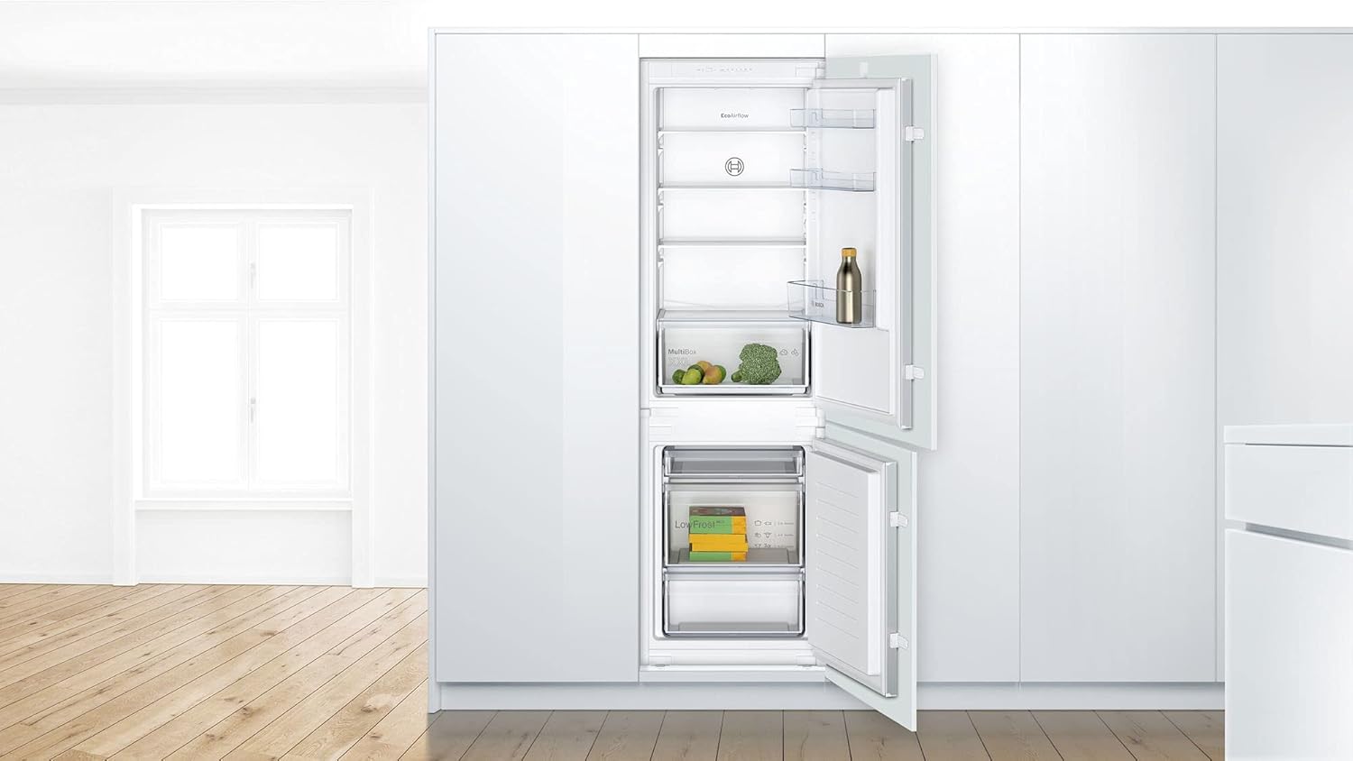 Bosch KGN36NWEA Serie 2 Kühl-Gefrier-Kombination, 186 x 60 cm, 215 L Kühlen & 87 L Gefrieren, NoFrost nie wieder abtauen, LED-Beleuchtung gleichmäßige Ausleuchtung