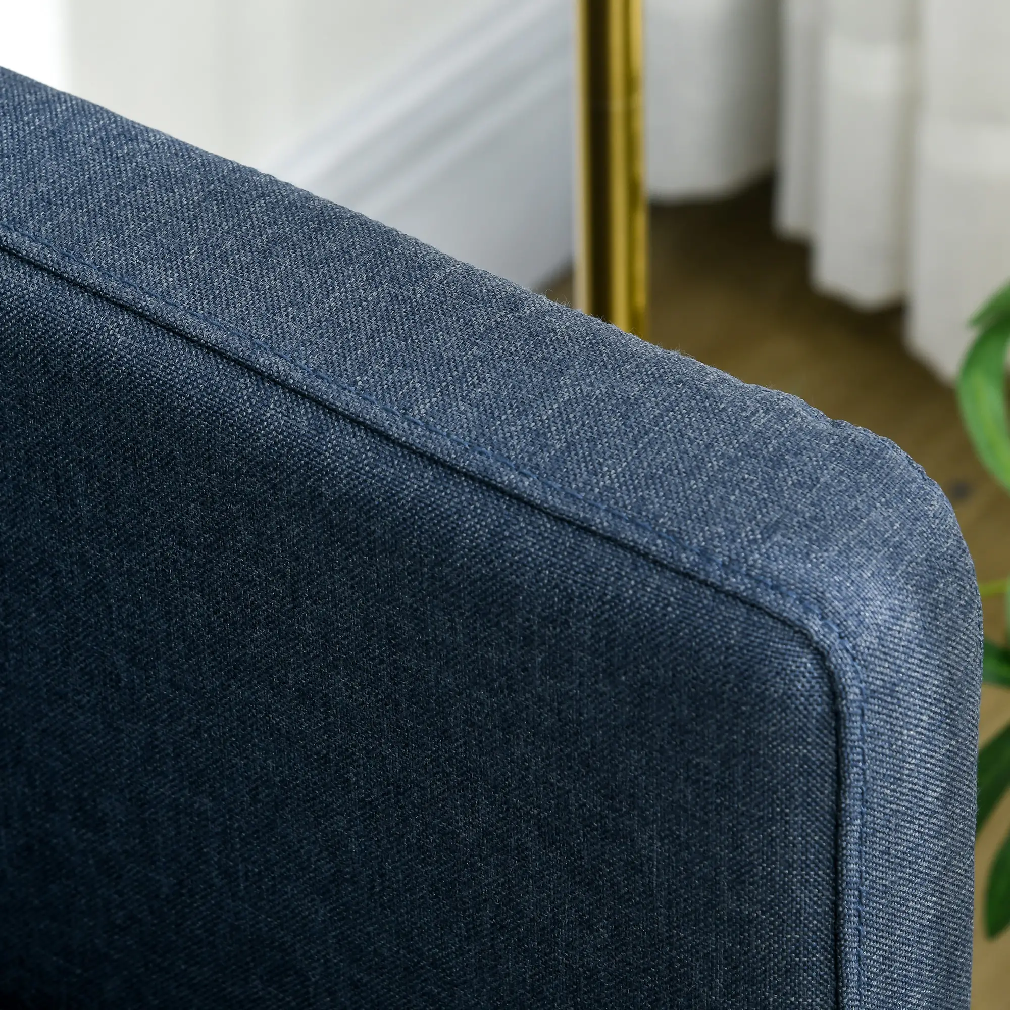 HOMCOM 2-Sitzer Sofa mit Leinenoptik & Stahlbeinen, Dunkelblau