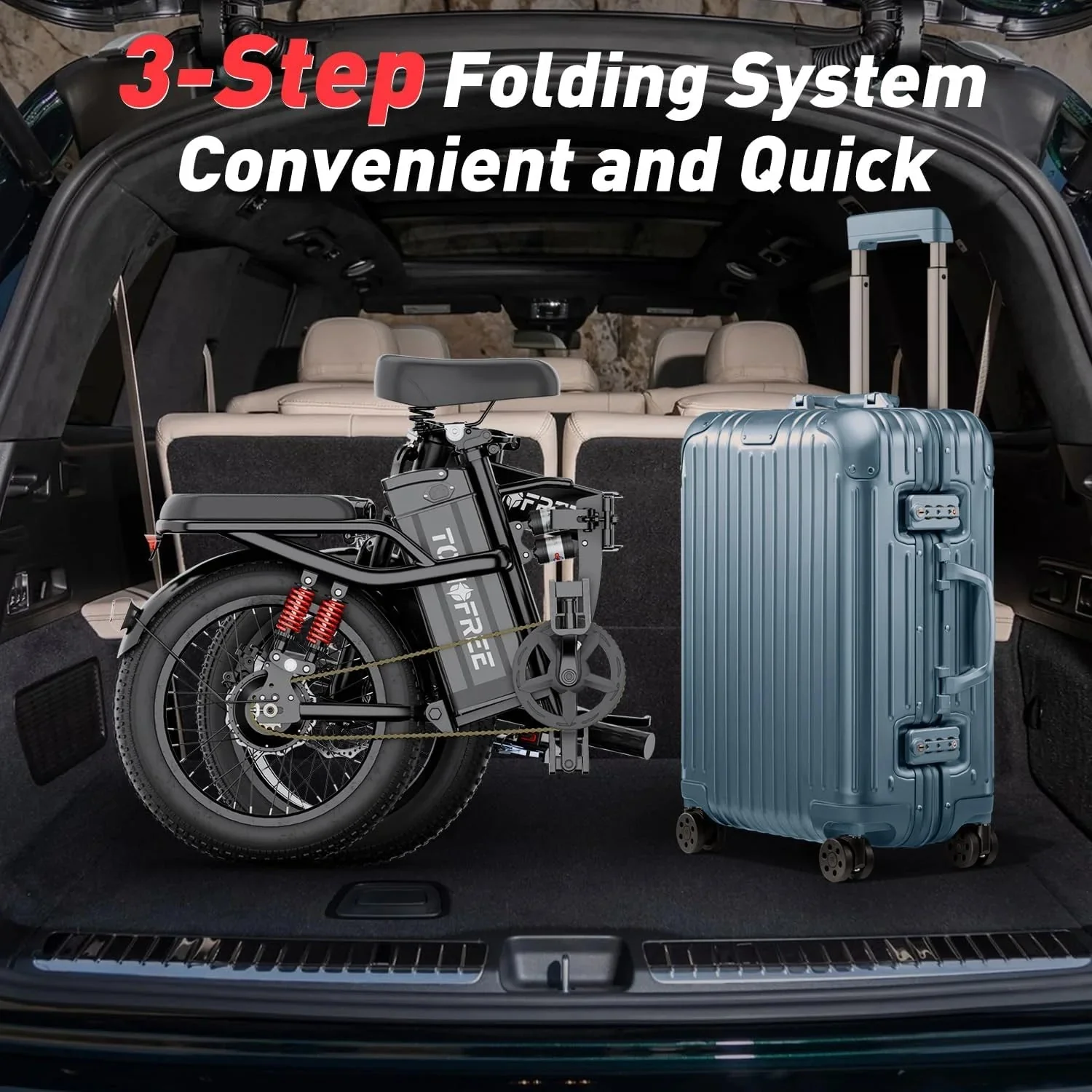 T1 elektromos kerékpár felnőtteknek, 1200W-os motor, 50 km/h végsebesség, 48V 20Ah összecsukható e-bike, 16 * 3