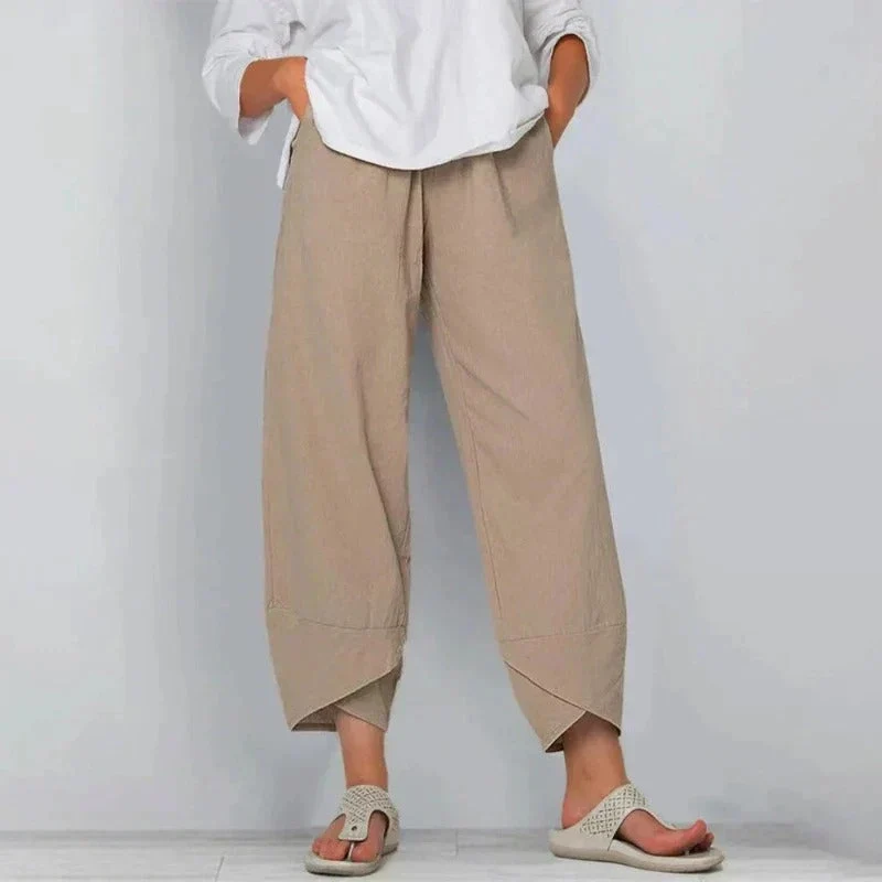 Women��s Wide Leg Cropped Pants Relaxed Fit Navy Style