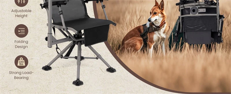 Eletriclife 360�� Silent Swivel Blind Chair with Gun Rest Adjustable Folding Sniper Seat for Shooting
