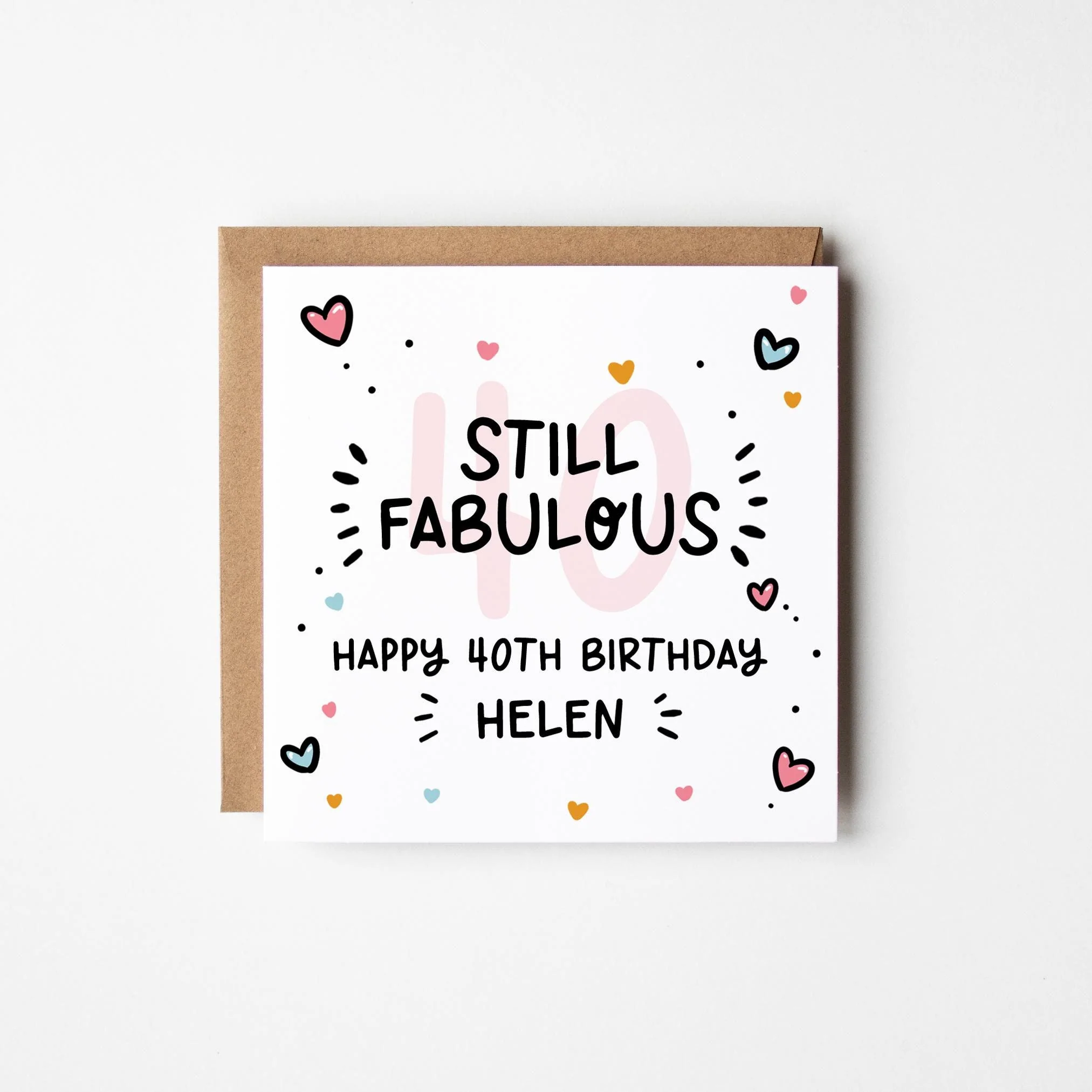 Fabulous 40th Birthday Card for Her a?�� Personalised 40th Birthday Card a?�� 40th Birthday Card for Her a?�� Fabulous at 40 Card